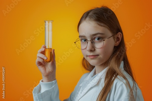 A scientist in a lab coat holds a test tube, ready for experimentation