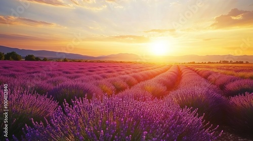 Lavender Field Sunset Golden Hour Landscape Photography