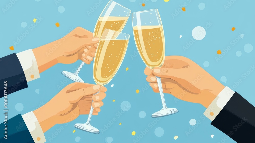 Icon of a hand holding a glass of champagne, cheering, celebrating. Icon of a hand holding a glass of champagne, cheering, celebrating.