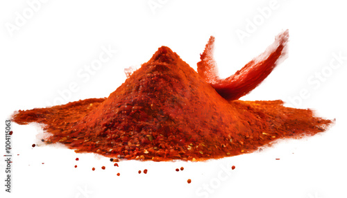 Fototapeta Naklejka Na Ścianę i Meble -  Red spice powder Splash on a white isolated background. Generative AI.