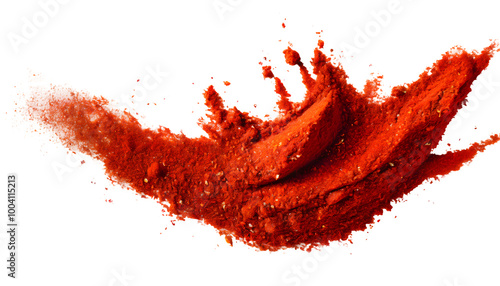 Fototapeta Naklejka Na Ścianę i Meble -  Red spice powder Splash on a white isolated background. Generative AI.