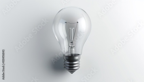 A modern icon of a lightbulb with detailed features and sleek lines centered on a pristine white background