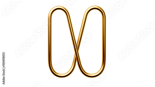 Golden Paper Clip, studio view, isolated on white background. photo