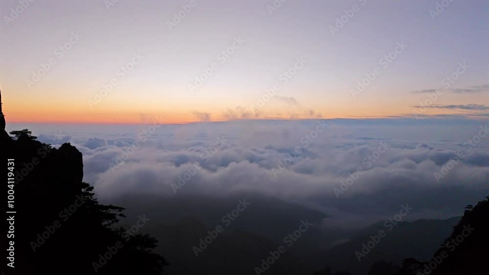 The beautiful Mount Huangshan Mountain in Anhui Province, China is surrounded by clouds and mist,High mountain clouds and mist, a fairyland on earth The beautiful Mount Huangshan Mountain in Anhui Province, China is surrounded by clouds and mist,High mountain clouds and mist, a fairyland on earth