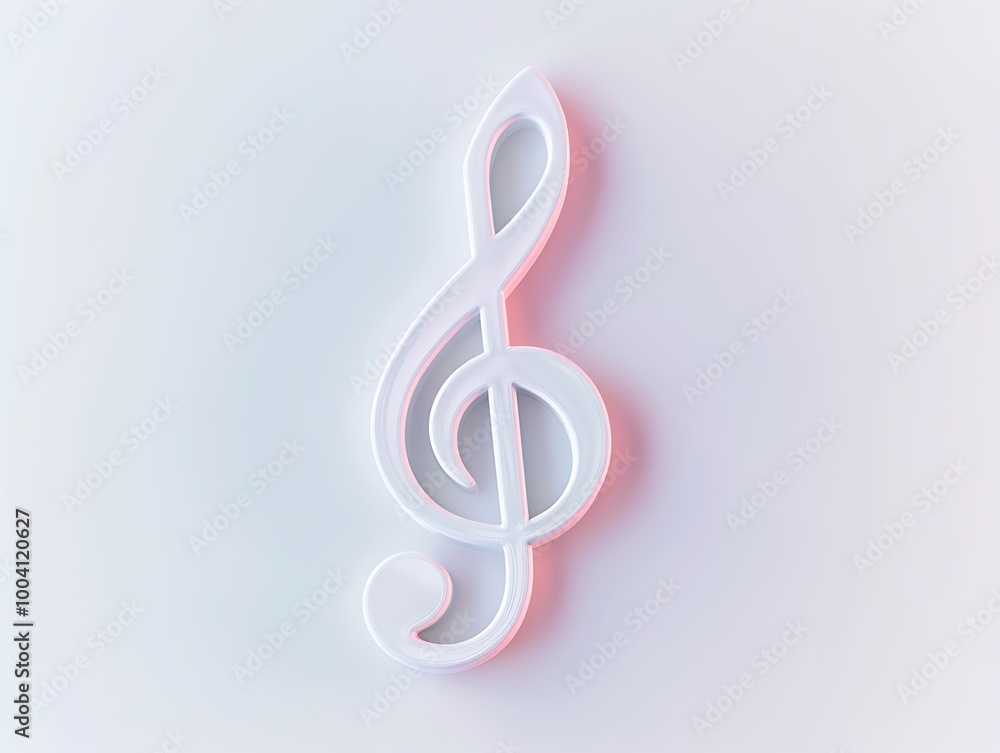 A modern icon of a music note with detailed features and sleek lines centered on a pristine white background A modern icon of a music note with detailed features and sleek lines centered on a pristine white background
