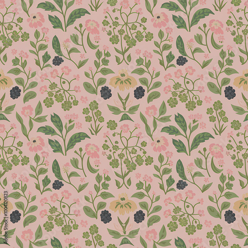 Ditsy Floral Pattern, Cottage Core Pastel Shade Flower Pattern , Surface Pattern Design