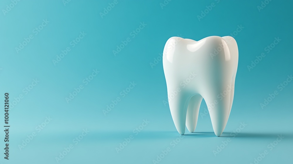 A single, white tooth isolated against a blue background. A single, white tooth isolated against a blue background.