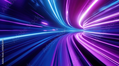 Vivid neon blue and purple accelerated perspective