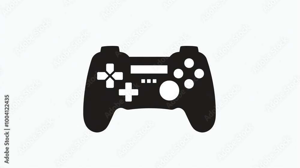 A black gamepad icon on white background. A black gamepad icon on white background.