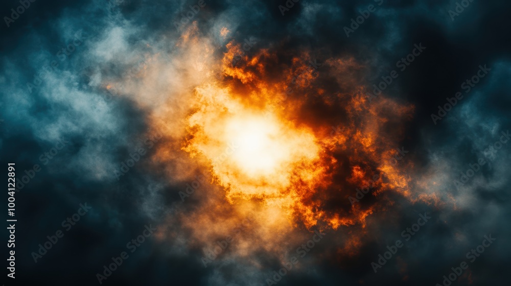 Bright Flames Erupting Through Dark Clouds Bright Flames Erupting Through Dark Clouds