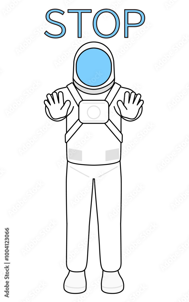 Astronaut with his hands out in front of his body, signaling a stop. Astronaut with his hands out in front of his body, signaling a stop.