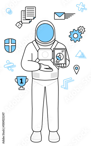 Image of DX, Astronaut using digital technology to improve his business