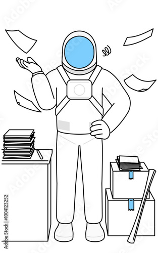 Astronaut who is fed up with his unorganized business.