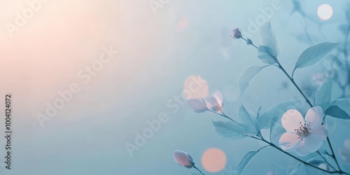 Wallpaper Mural Delicate flower branch with soft pastel background, ideal for nature-inspired designs and serene aesthetics. Torontodigital.ca