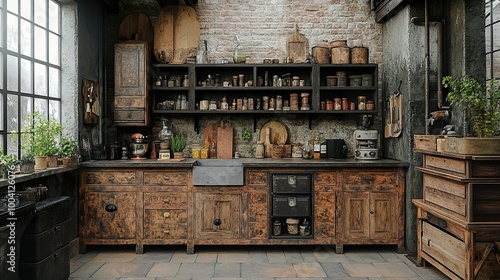 Rustic Kitchen Design: Vintage Cabinets & Industrial Touches