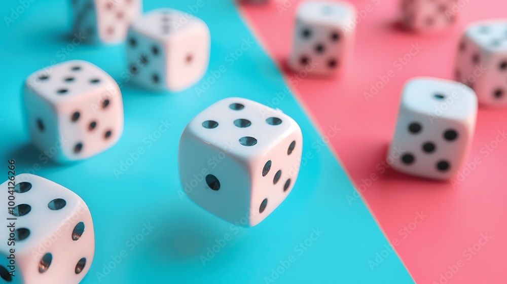 White dice isolated on colorful background White dice isolated on colorful background