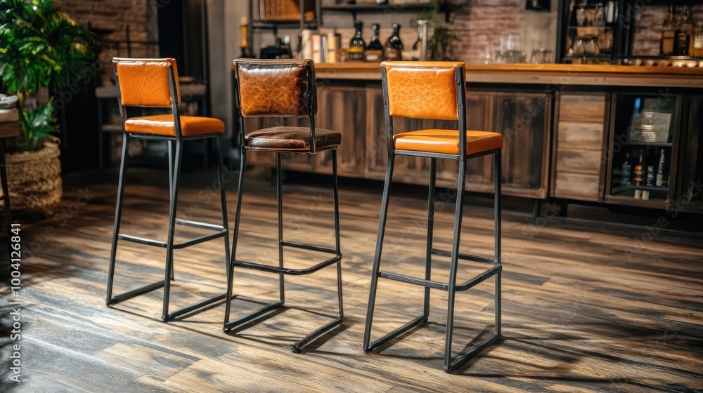 Stylish Bar Stools in Modern Interior Setting Stylish Bar Stools in Modern Interior Setting