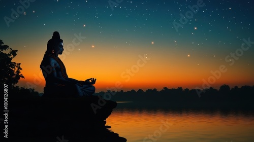 Wallpaper Mural Serene Lord Shiva Silhouette at Twilight Torontodigital.ca