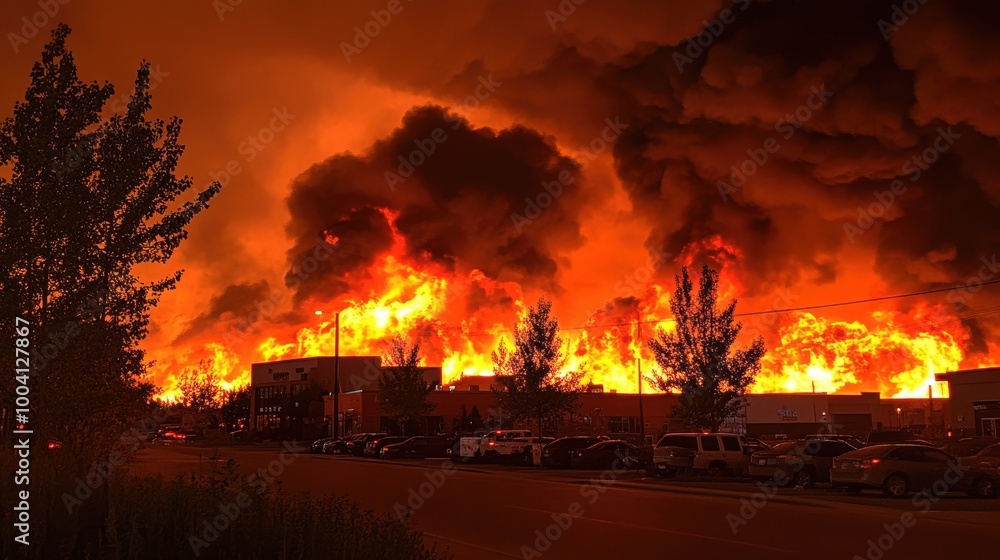 Intense Flames Engulf Entire Sky at Dusk Intense Flames Engulf Entire Sky at Dusk