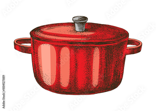 Hand drawn vector pot with lid