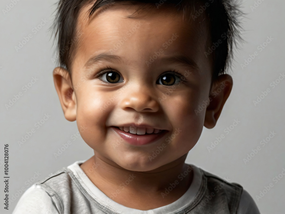 A baby smiling with pure innocence and joy. A baby smiling with pure innocence and joy.