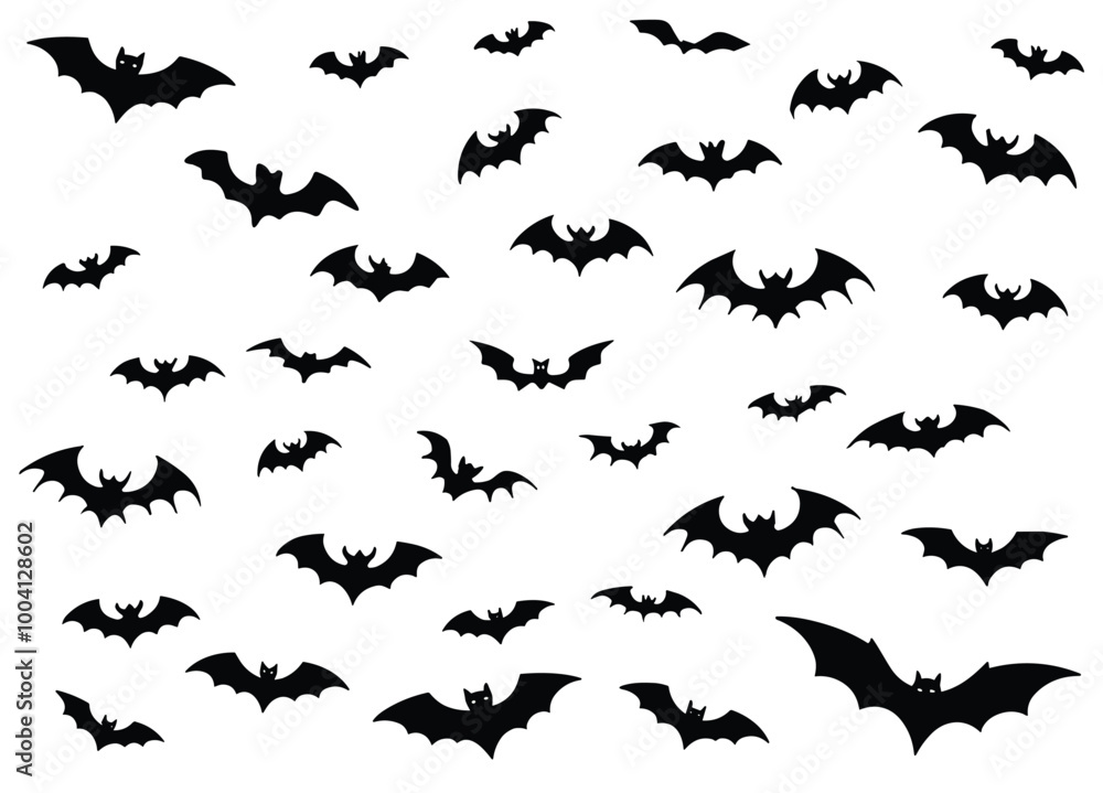 Fototapeta premium Bat Icons | Spooky Halloween Bat Clipart & Vector Illustrations