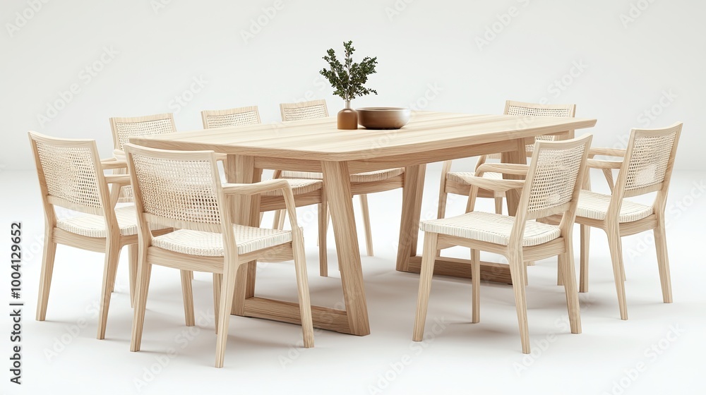 Modern Wooden Dining Table with Eight Chairs Modern Wooden Dining Table with Eight Chairs
