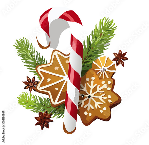 Christmas candy cane with ginger cookies 2