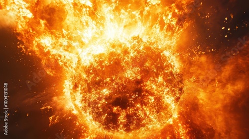 Intense Fireball Explosion Close-Up View