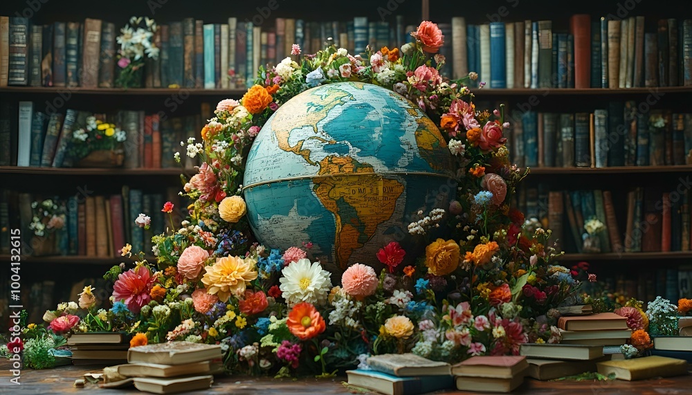 Fototapeta premium the world in the library