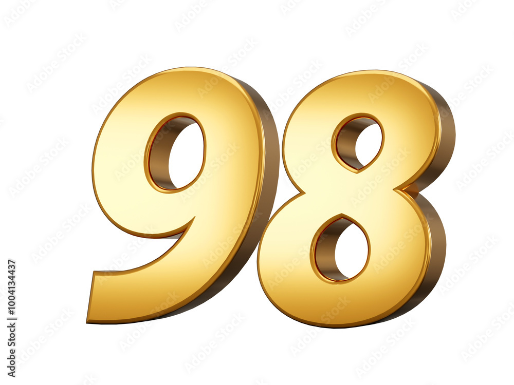 3d Shiny Gold Number 98, Ninety Eight 3d Gold Number Isolated On White Background, 3d illustration
3d Shiny Gold Number 98, Ninety Eight 3d Gold Number Isolated On White Background, 3d illustration