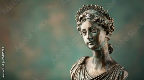 Bronze Bust of a Woman with a Crown photo