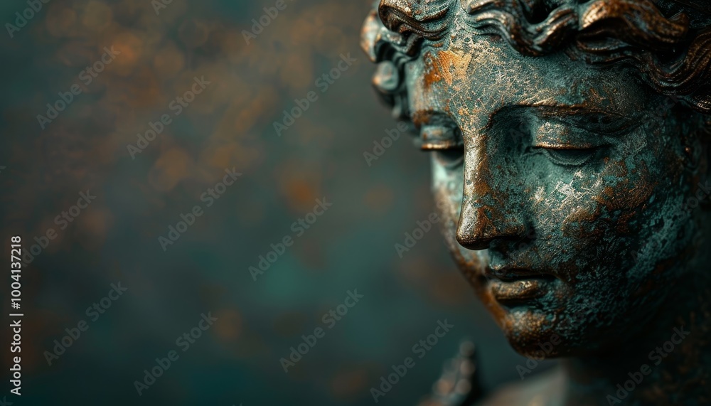 Close-up of an Ancient Bronze Statue with a Mystical and Intriguing Aura Close-up of an Ancient Bronze Statue with a Mystical and Intriguing Aura