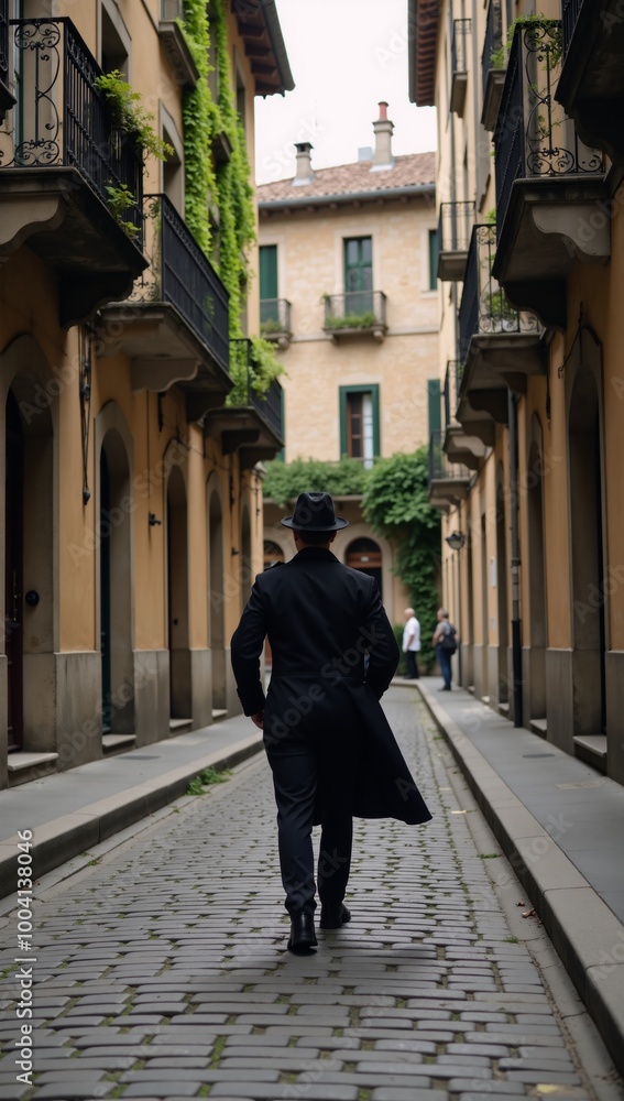 Ancient urban setting showcasing narrow cobblestone streets Ancient urban setting showcasing narrow cobblestone streets
