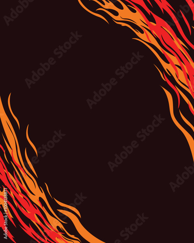 Abstract fire flame border blank background