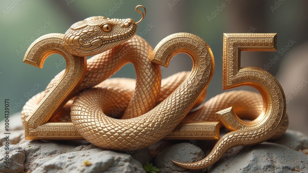 3D numbers 2025 with the New Year symbol snake 3D numbers 2025 with the New Year symbol snake