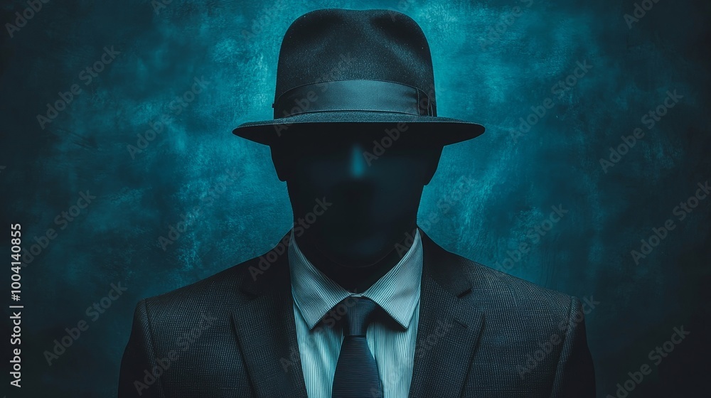 A man in a suit and hat is standing in front of a blue background A man in a suit and hat is standing in front of a blue background