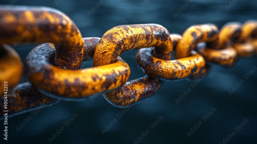 A chain link is shown in a close up A chain link is shown in a close up