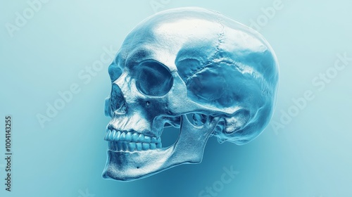 A skull with a blue background