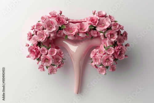 Floral uterus concept with pink blossoms photo