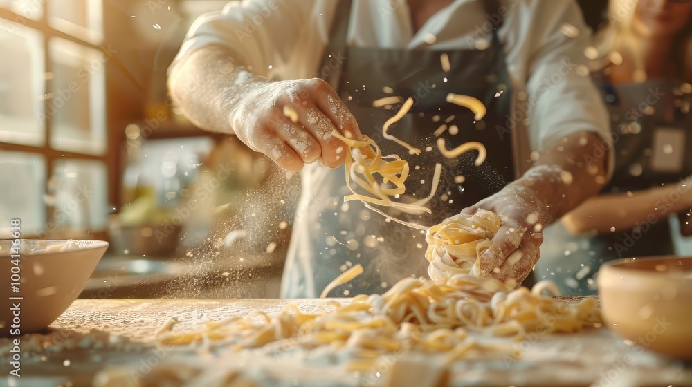 Obraz premium A person making homemade pasta in the kitchen