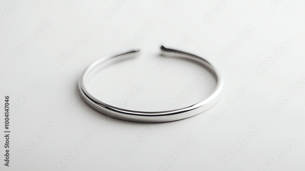 A silver bangle bracelet. A silver bangle bracelet.