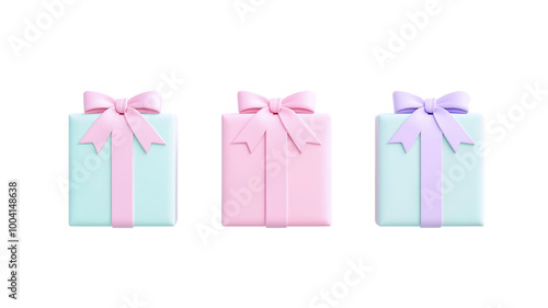 Colorful gift boxes with pastel ribbons create cheerful and festive atmosphere, perfect for celebrations and special occasions