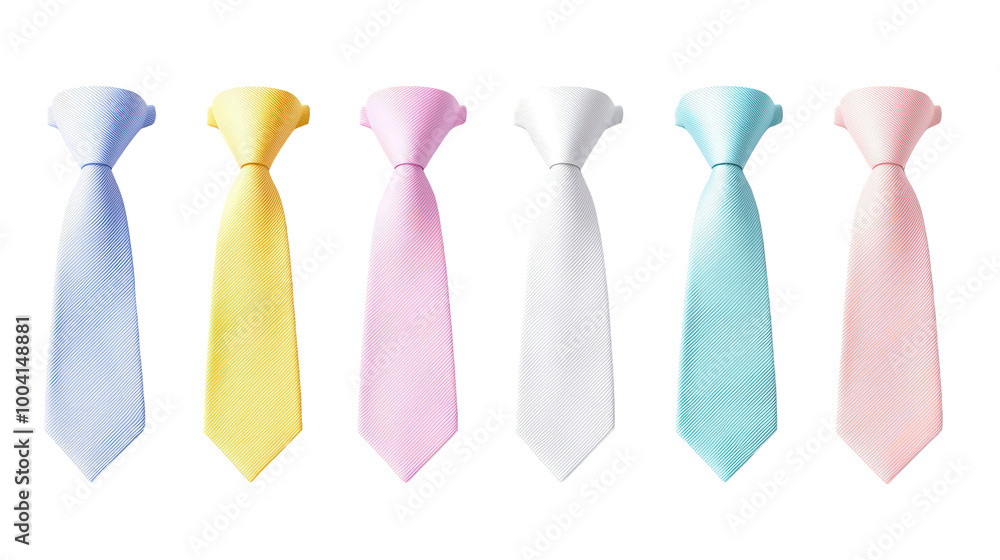 Elegant collection of ties in pastel colors including blue, yellow, pink, white, and turquoise, perfect for formal occasions or stylish outfits Elegant collection of ties in pastel colors including blue, yellow, pink, white, and turquoise, perfect for formal occasions or stylish outfits