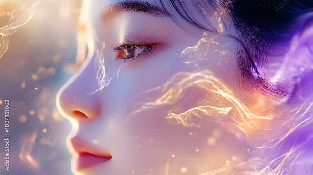 Enchanting Ethereal Female Portrait with Glowing Mystical Energy Enchanting Ethereal Female Portrait with Glowing Mystical Energy