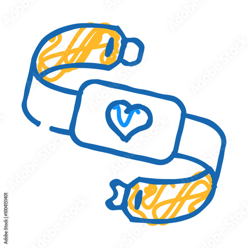 cardio tape with heart doodle icon sketch vector. cardio tape with heart sign. isolated symbol illustration