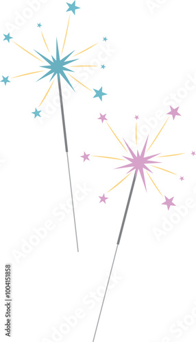 Colorful sparklers. Vector illustration on white background. Vector colorful sparklers 
