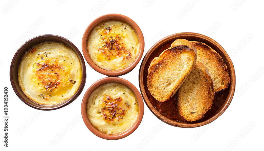 Delicious creamy dips with toasted bread on a white isolated background. Delicious creamy dips with toasted bread on a white isolated background.