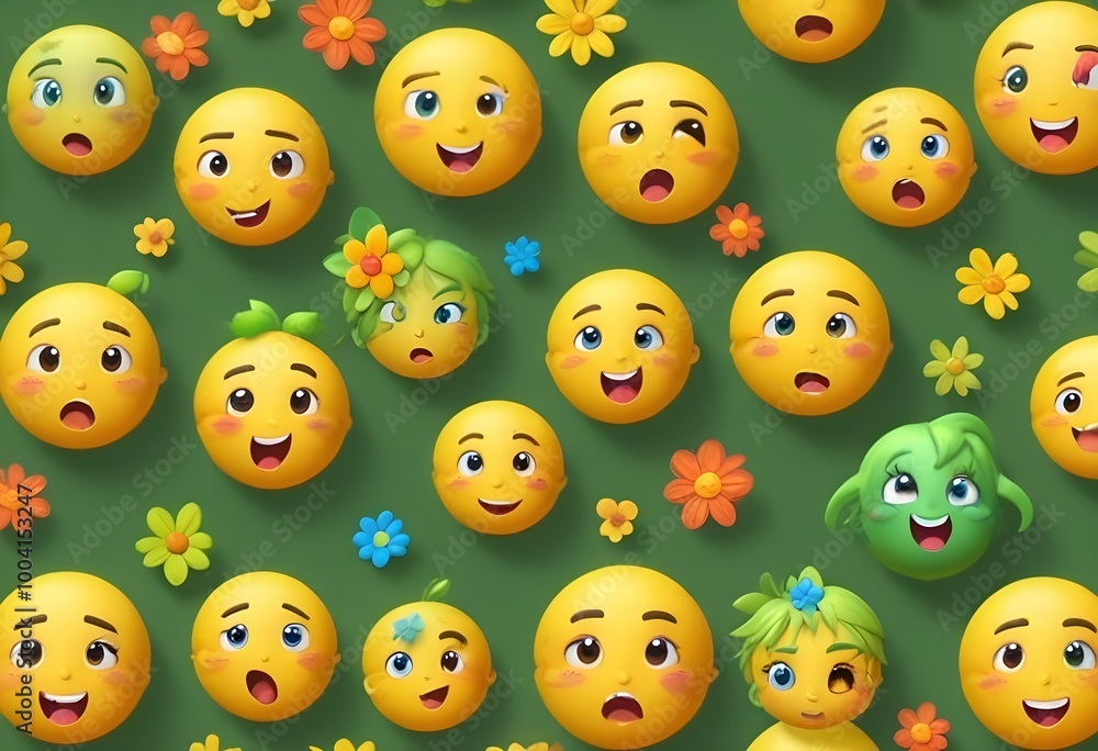 A grid of various yellow emoji faces with different expressions, including happy, sad, surprised, and silly faces A grid of various yellow emoji faces with different expressions, including happy, sad, surprised, and silly faces