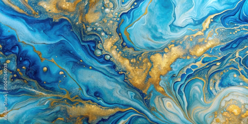 Abstract blue and gold acrylic paint background with marble texture Abstract blue and gold acrylic paint background with marble texture
